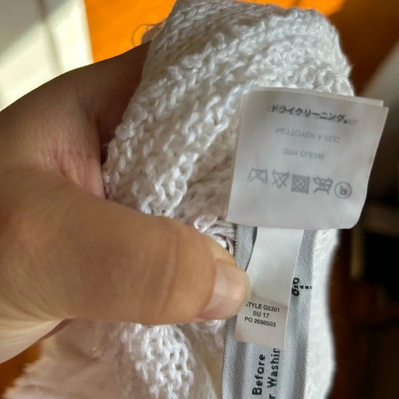 J.CREW WHITR LINEN FRINGE SHORT SLEEVE SWEATER - Picture 7 of 7